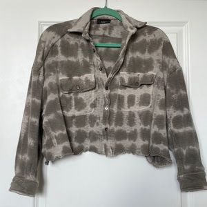 Vici Pocketed Cropped Jacket - Tie dye - Neutral - Tan - Small